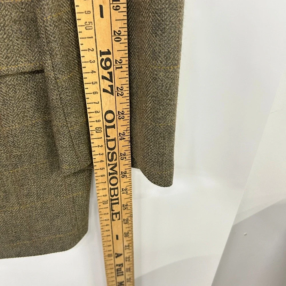 Chaps Ralph Lauren Wool Windowpane Blazer 42 Tall Brown Dark Academia Professor‎